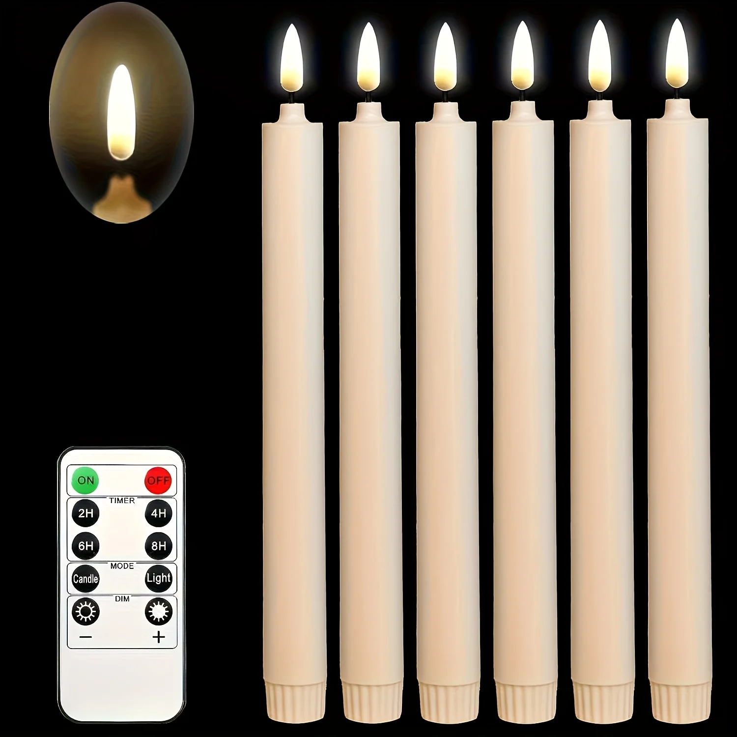 

6 Ivory White Pillar Candles with Remote Timer for Christmas Party Decorations Home Table Centerpiece Birthday