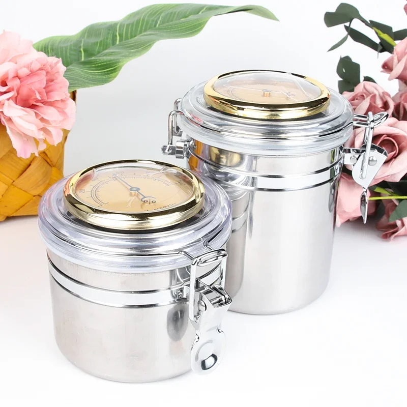 Stainless Steel Tobacco Humidor Jar Cigar With Humidifier Airproof Pot Seal Moisture Pot Capacity Storage Smoking Accessories