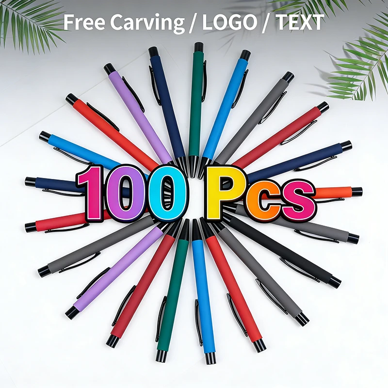 

100 шт., рекламная гелевая ручка с логотипом, студенческая подарочная ручка, деловая металлическая шариковая ручка, оптовая продажа, офисные канцелярские принадлежности, надпись на имя