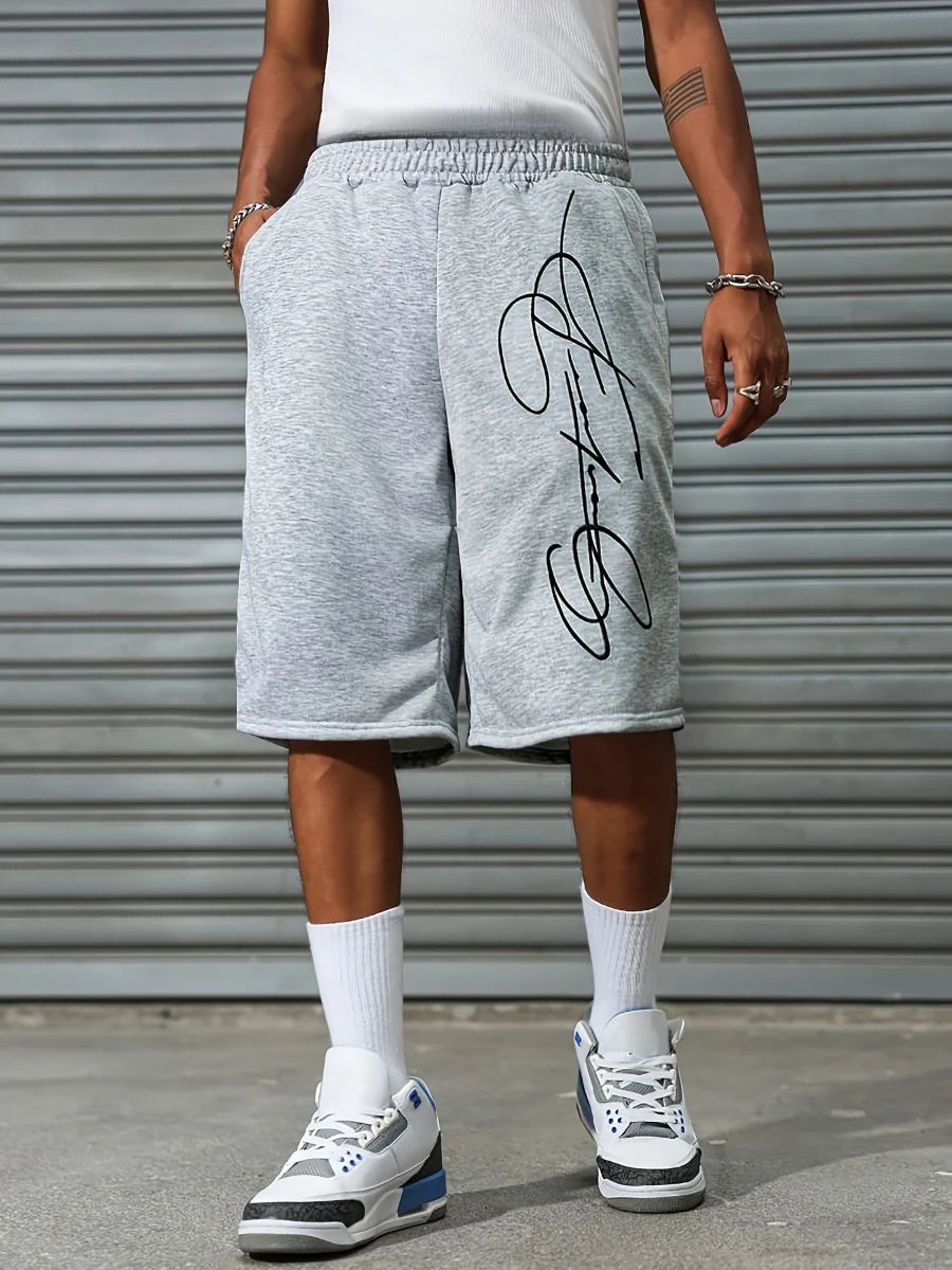 Men's Loose-fitting Casual Shorts, Straight-leg Cut, Mid-length, Casual Athletic Shorts with An American Retro Style
