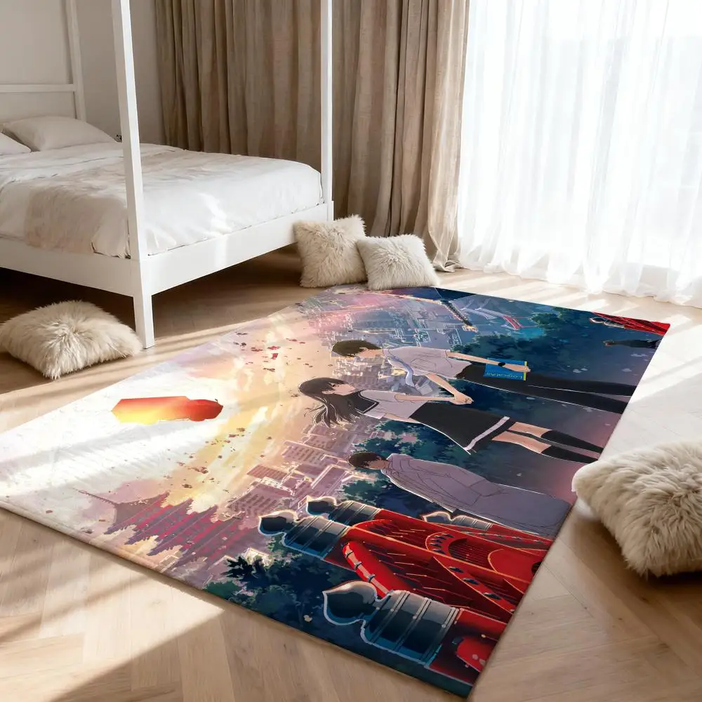 

japan anime H-Hello world Floor Mat Soft Thickened Absorbent Non-Slip Bedroom Living Room Door Mat Home Decor Flannel Rugs