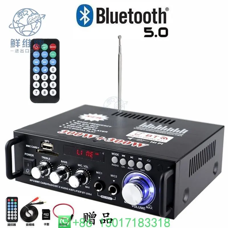 

Миниатюрный Bluetooth-усилитель звука, портативная колонка с USB, TF-картой, FM-радио, питанием DC 12V/220V для домашнего использования