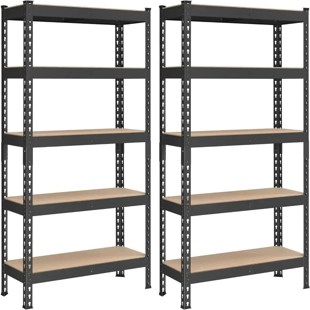 5-Tier Storage Shelves, Set of 2 Garage Storage, Boltless Assembly, Adjustable Shelving Units, 11.8 x 29.5 x 59.1 Inches