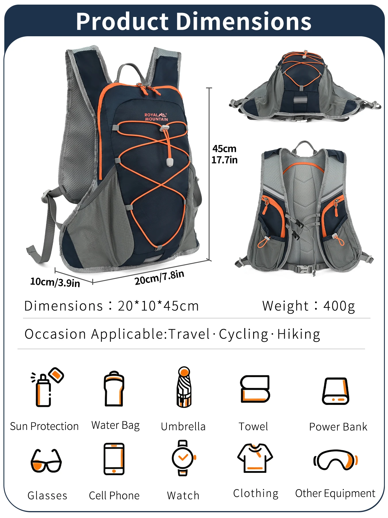 15-Liter-Hydrationsrucksack für Reiten, Wandern und tägliche Outdoor-Aktivitäten mit Unisex-Design, mehreren Taschen und separatem Wasserblasenfach. – Detail 2