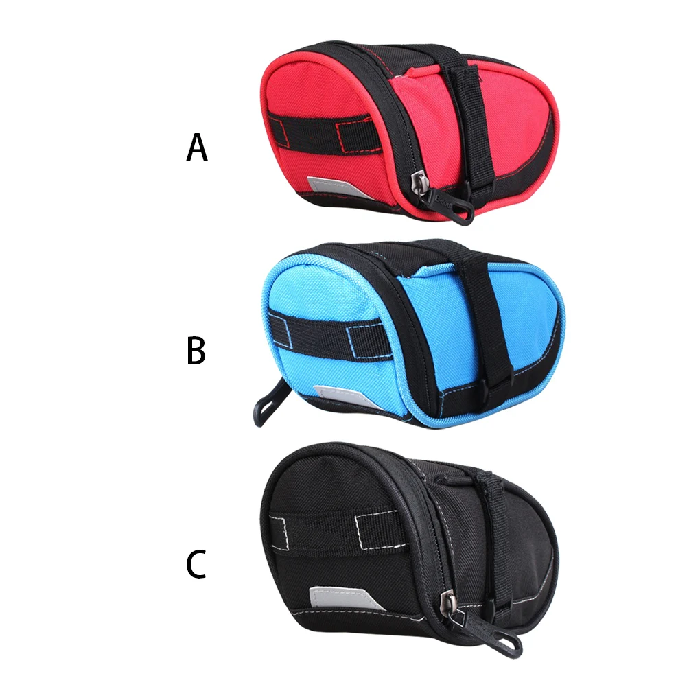 Bike Rear Bag Seat Mounted Nylon Pouch Phone Key Wallet Waterproof Zipper Closure Bag, Blue