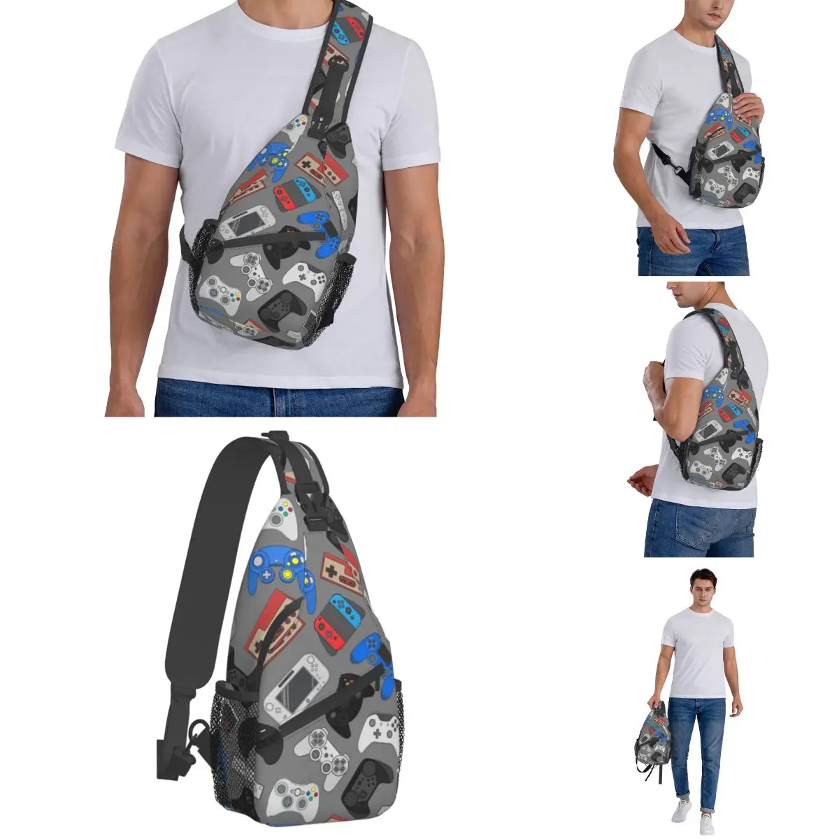 Mochila con controlador de videojuegos para hombre y mujer, bandolera de pecho, hombro, viaje, senderismo, consola de día, Gamepad