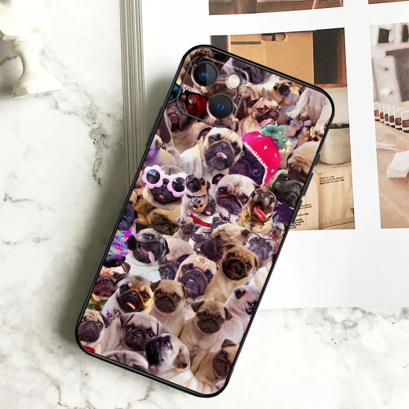 Cute Pug Dog Funda For iPhone 15 16 13 12 Mini 11 14 Pro Max 7 8 Plus X XR XS Max Phone Case