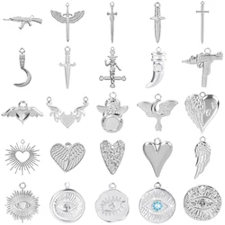 Fashion Silver Color Dagger Sickle The Sword Pendant Stainless Steel Pendants For Jewelry Making Supplies Turkish Eye Wing Charm