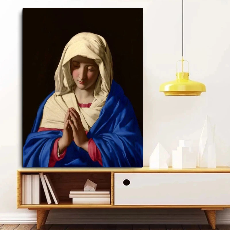 Classical Virgin Mary Canvas Painting Wall Art Posters and Prints Picture Christian Catholic Religious Church Room Home Decor