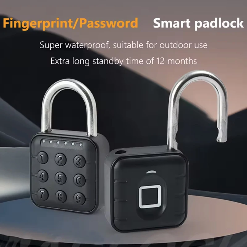 Keyless Fingerprint Lock with Tuya APP Smart Padlock Waterproof Door Lock 0.2sec Unlock Portable Anti-theft Padlock for Office