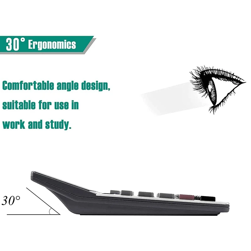 Kalkulator, 12-cyfrowy kalkulator biurkowy na baterie słoneczne z dużym wyświetlaczem LCD, kalkulatory biurkowe o podwójnym zasilaniu