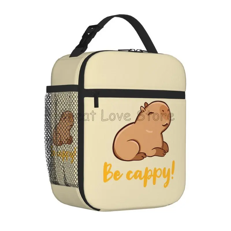 The Cute Capybara Loves Foam Tea Insulated Lunch Bag for Travel School Picnic Portable Food Bag Containers Cooler Hot Lunch Box