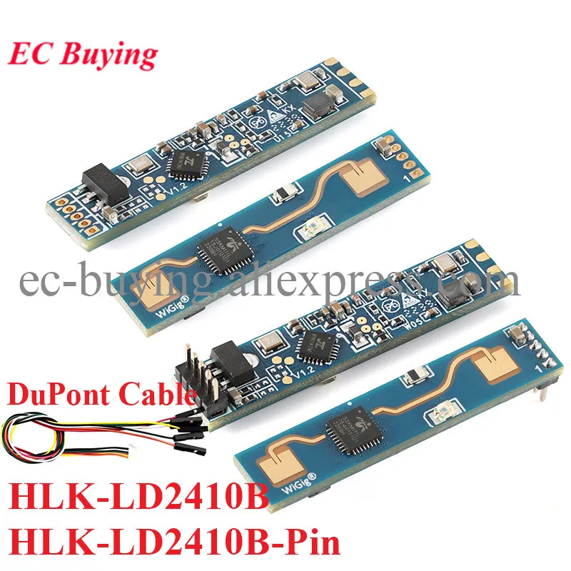 2pcs HLK-LD2410B FMCW 24G 24GHz Smart Human Presence Status Sensing Radar Heartbeat Detection Sensor Module LD1030 DuPont Cable