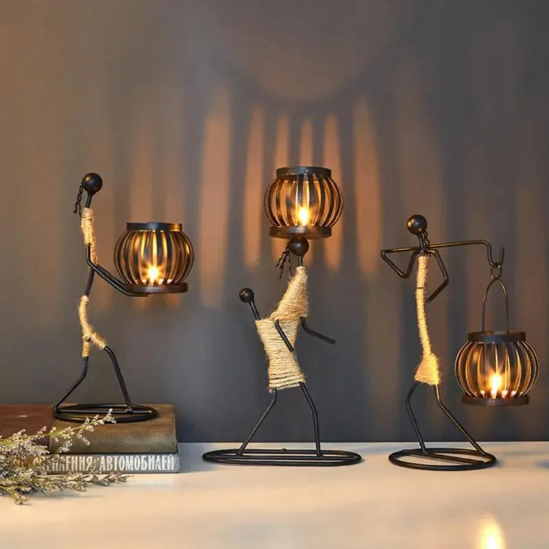 Creative Iron Candle Holder African Metal Candlesticks Wedding Christmas Decoration Home Table Living