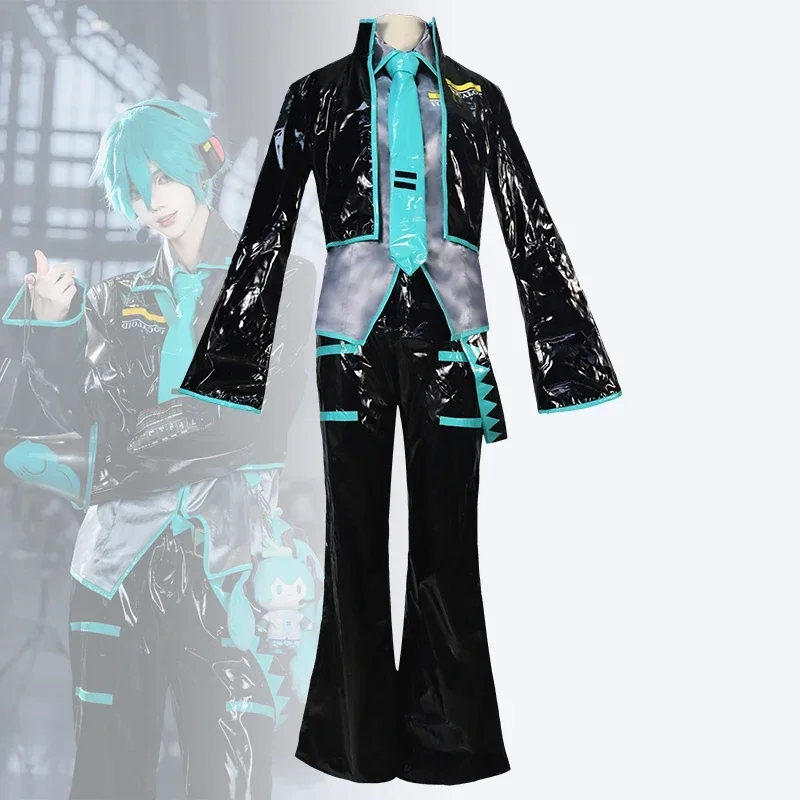 أزياء CosplayAnime Mikuo للرجال، أزياء تنكرية باللون الأخضر بأي حجم مصنوعة حسب الطلب، مجموعة كاملة سترات سوداء مخصصة مثالية مع gree