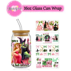 Wicked Witch Bows 16oz UV DTF Cup Wrap Libbey Glass Beer Can Tumbler Transfer Stickers Waterproof Adhesive No Cup