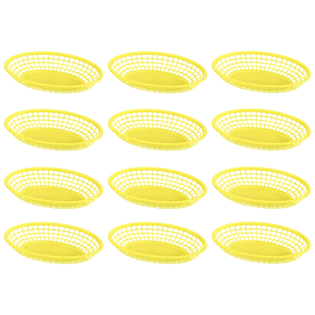 

12Pcs Quality Plastic Storage Baskets Modern Fruit Baskets Handy Dessert Holders Light Weight Home Supplies Organization