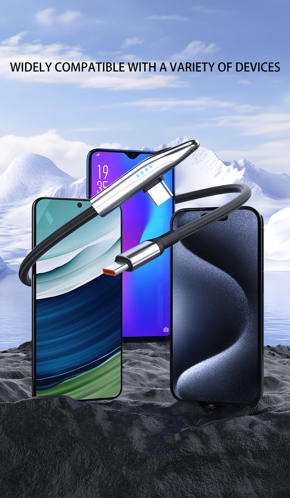 NNBILI 3 Stück 65/100/120/240W A-C und C-C Kabel Zugform Schnellladekabel 90 ° Winkel-USB-C-Kabel für Samsung S26 iPhone 18 – Detail 17
