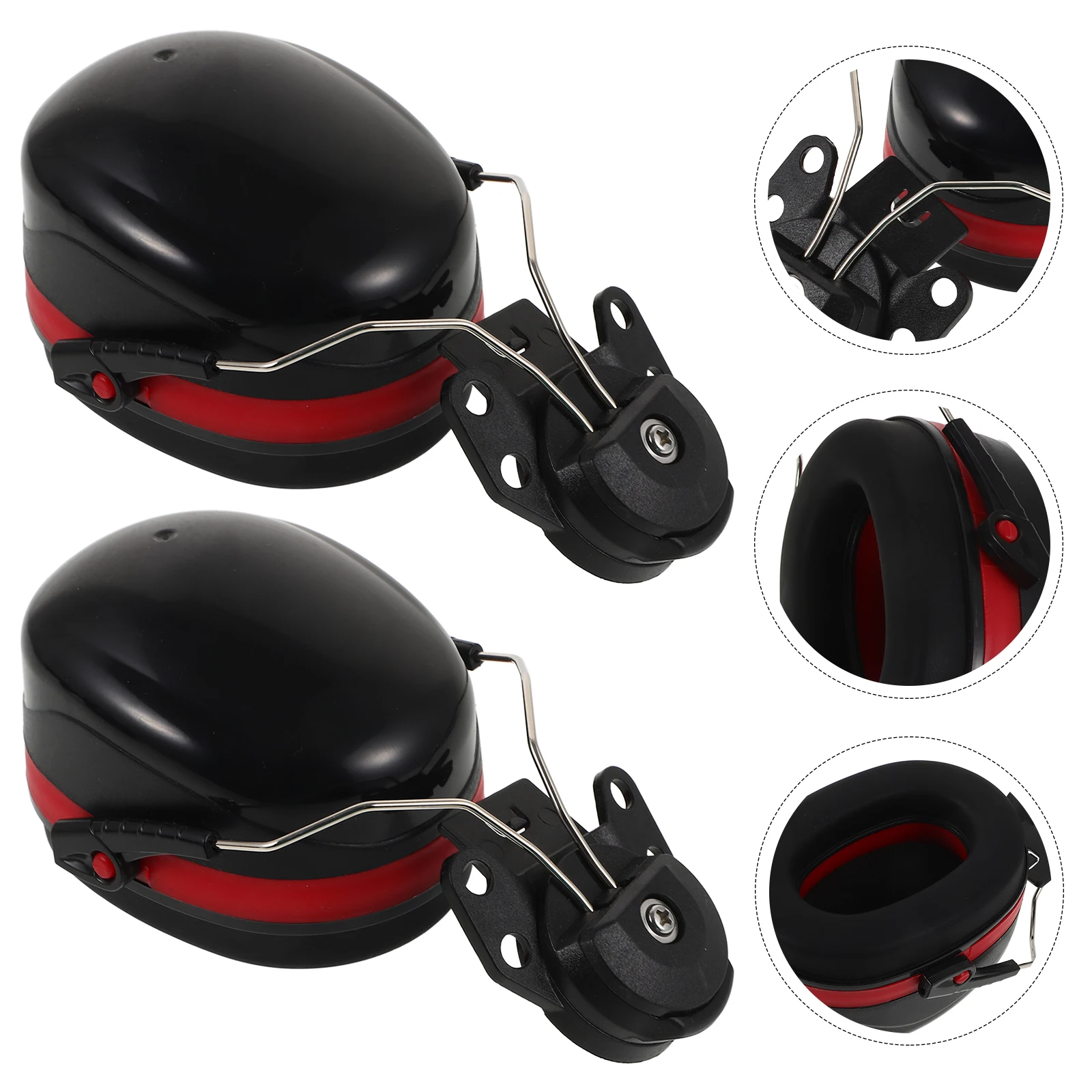 1 Pair Black Red Soundproof Earmuffs Noise Reduction Ear Protectors High Density Sponge Padded Comfortable Hearing Protection