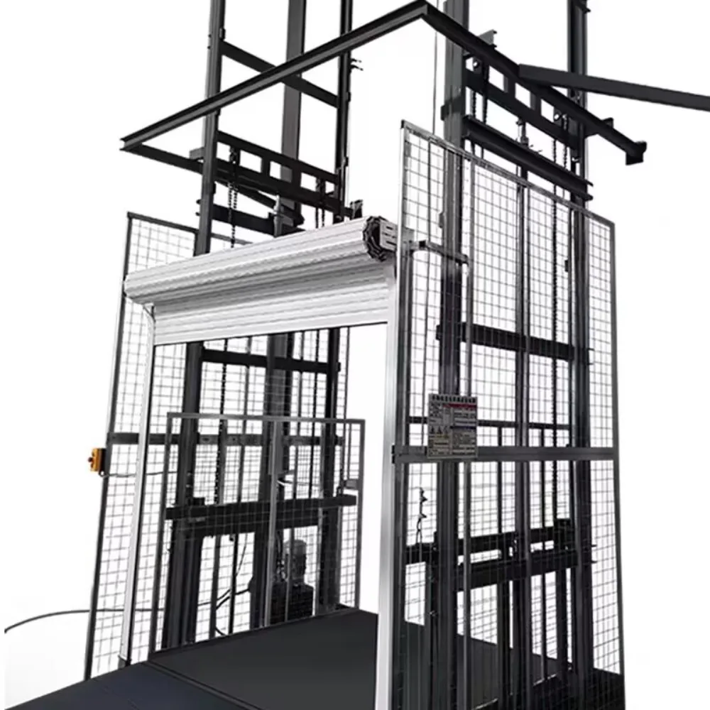 Double track guide type large tonnage freight elevator