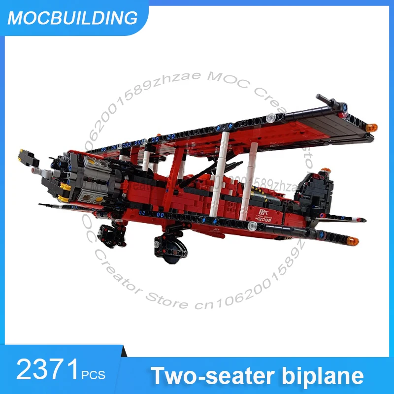 Bloques de construcción MOC biplano de dos plazas DIY montar ladrillos modelo de avión creativo colección de transporte juguetes regalos 2371 Uds