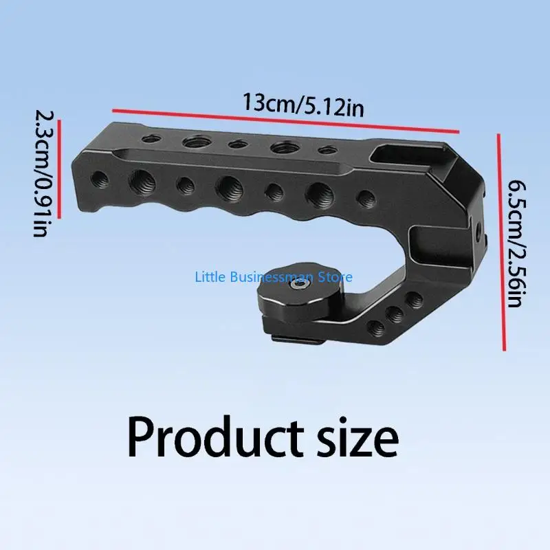 Kamera-Obergriff für Handvideo mit Aluminiumkonstruktion, 3 versetzten Kaltschuhen und Mehrfachgewindebefestigung M76A – Detail 6