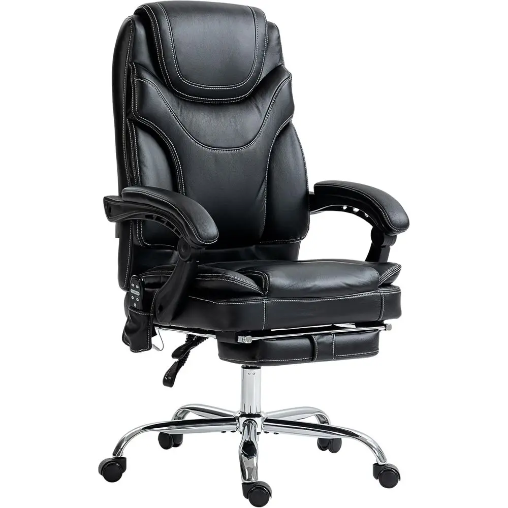 

6-Point Vibration Massage Chair with Heated Recline and Adjustable Height, Footrest - Black
