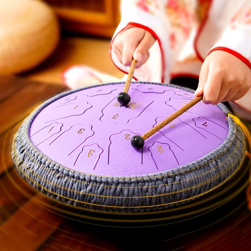 13 Inch 15 Tones Steel Tongue Drum Handpan D Major Music Drums Yoga Meditation Mindfulness Ethereal Drum Percussion Instruments