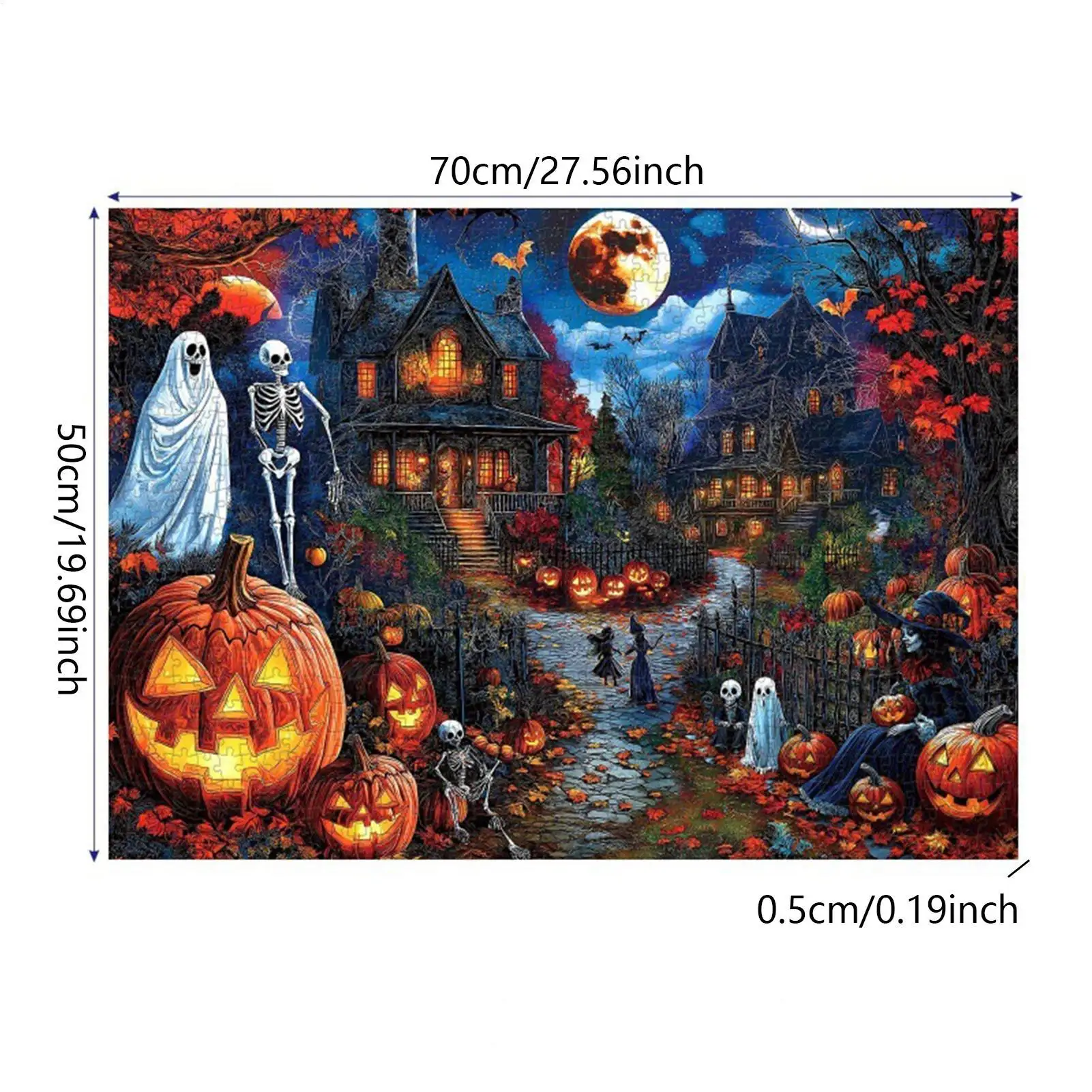 Quebra-cabeça de halloween, 1000 peças, casa assombrada, brinquedos educativos, jogo de tabuleiro para lazer, decoração de outono, festa familiar interna