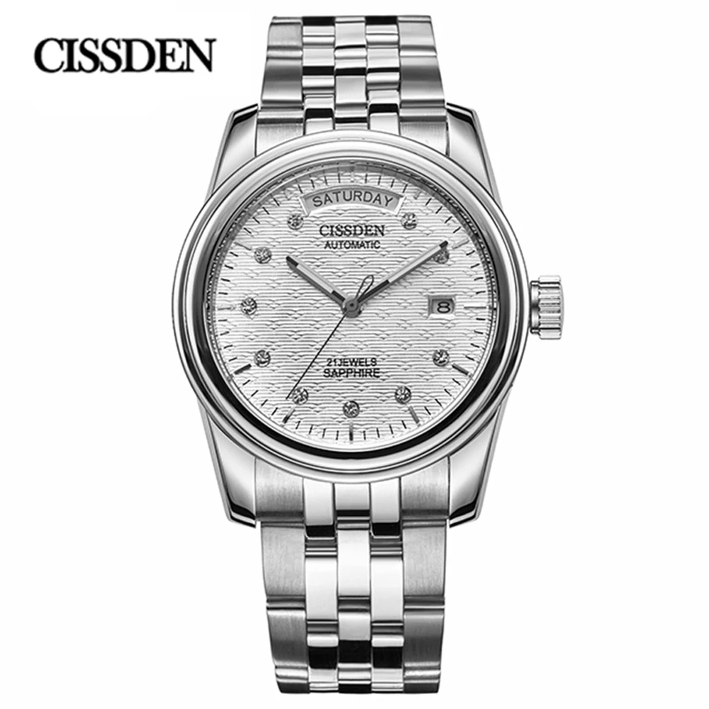 CISSDEN 2023 Mechanical Mens Watches Luxury Sport Automatic Watch For Men Stainless Steel Waterproof Sapphire Glass Reloj Hombre