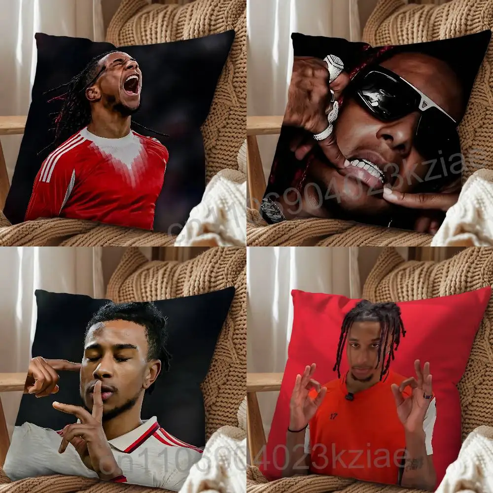 Red Leftfoot Wizard Michael Olise Print Throw Pillow Cover Square Cushion Case for Living Room Bedroom Decor