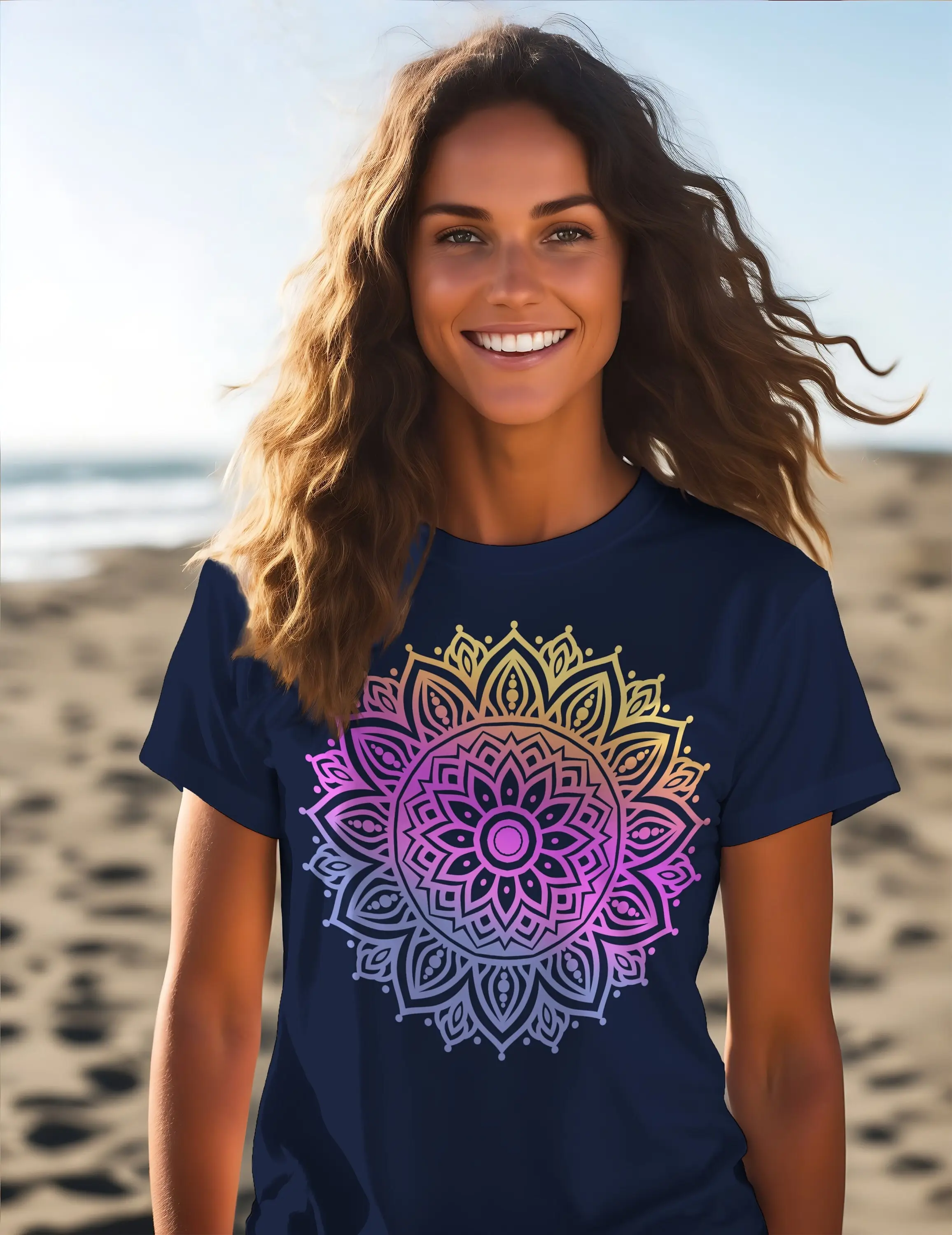 T shirt mandala farb verlauf kreis des lebens gradient yoga meditation entspann ung kraft stärke frieden liebe gehenk 297 apt2