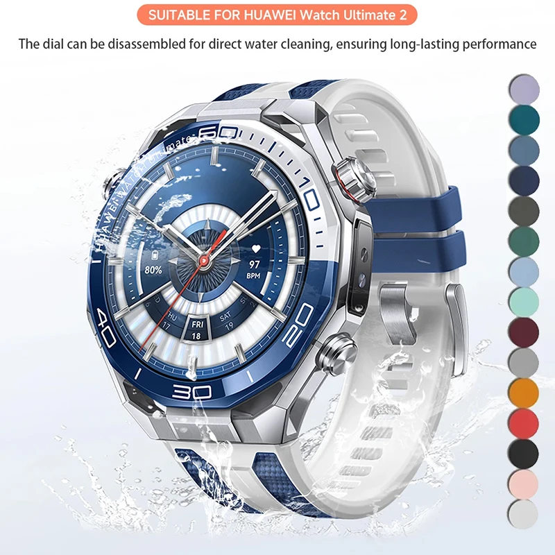 Zweifarbiges Silikon-Uhrenarmband für Huawei Watch Ultimate 2, atmungsaktives, weiches 22-mm-Uhrenarmband, passend für Huawei Ultimate 2, Ersatzarmband