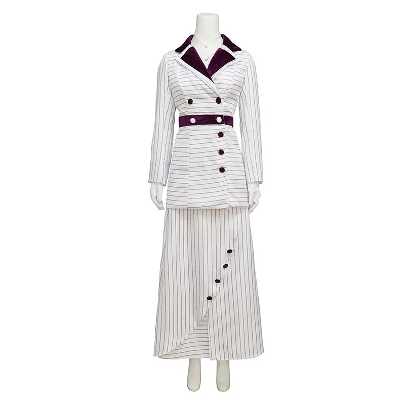 Cosplay Film Titanic Heroine Rose DeWitt Bukater White Elegant Women\'s Sets Daily Party Performance Striped Fashions Suit Dress