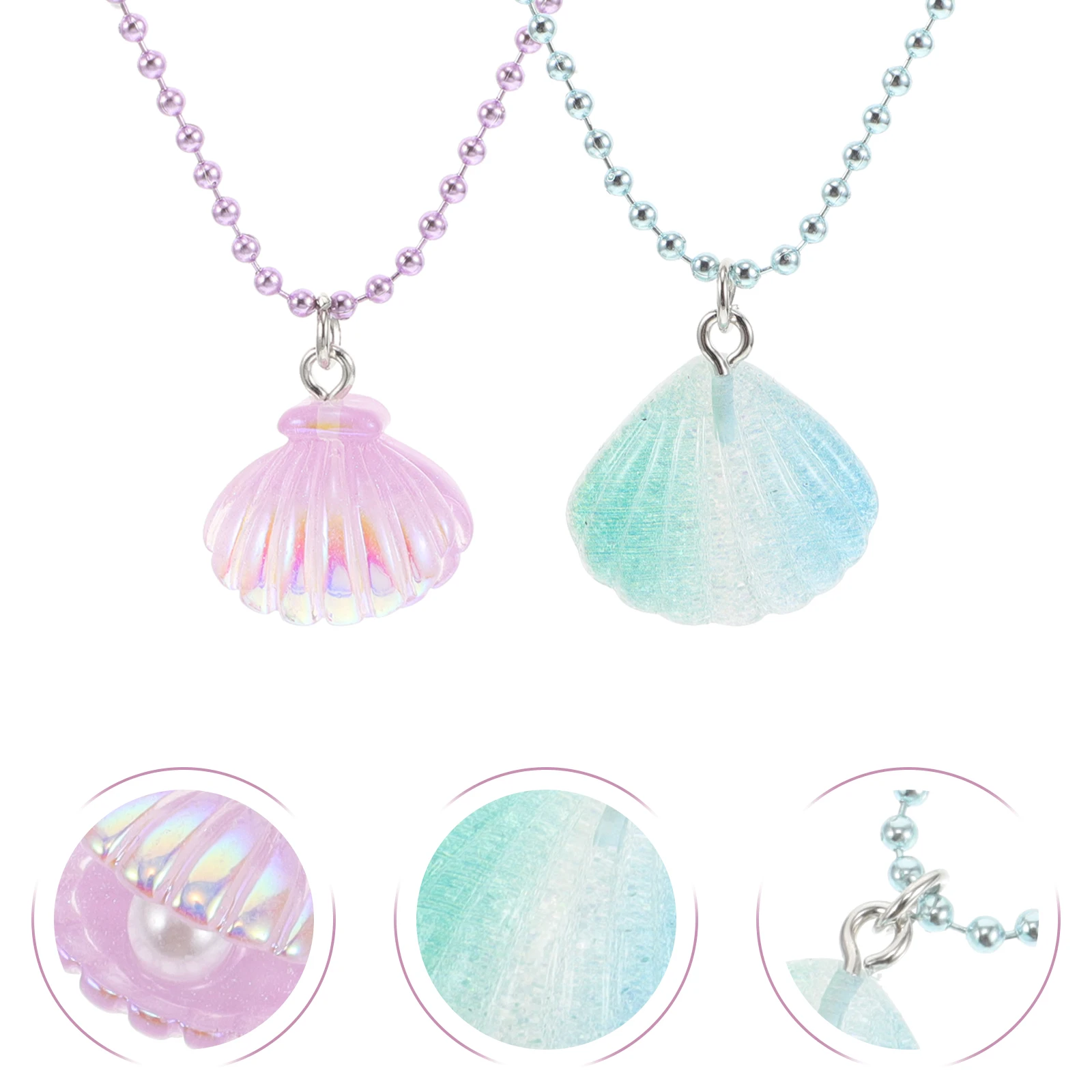 

2 Pcs Shell Necklace Choker Necklaces for Women Sea Girl Summer Jewelry Resin Statement