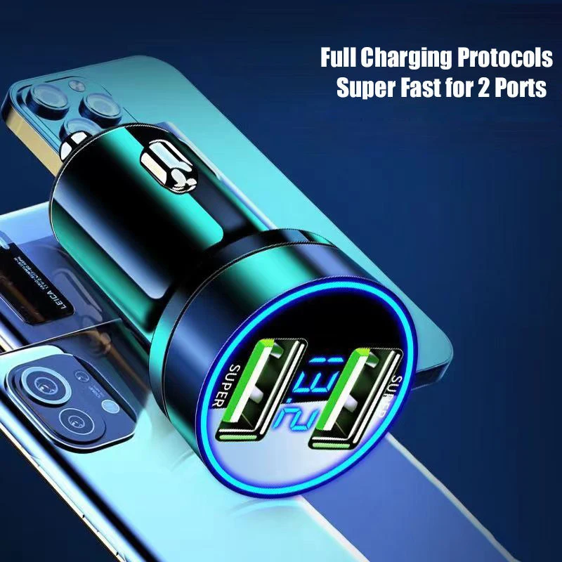 USB PD Auto Charger 120W QC3.0 Phone Charger Fast Charging For iPhone Cigarette Lighter Adapter Pressure measuring Car Charger image 4