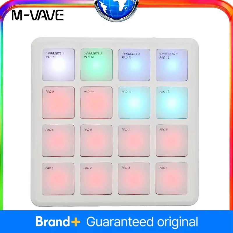 

﻿ M-VAVE SK-16 SMC-PAD Pocket Pad Portable Wireless MIDI Controller 16 Pads Suitable Percussion Keyboard USB-C Interface