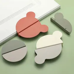 Clever Bear Cabinet Handles For Kids Semicircle Wardrobe Dresser Pulls Various Colors Drawer Knobs Modern Kitchen Accessories