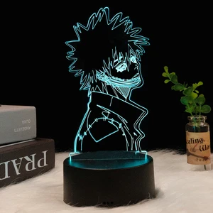 Đèn LED 3D với anime phòng tập thể dục anh hùng của tôi, 7 màu, dabi, rgb, ánh sáng ban đêm đầy màu sắc để trang trí phòng ngủ, manga mát mẻ, món quà cho anh ấy 6 Bán hàng chính Luminaria 3D Touch Full Moon Abajur LED - №4