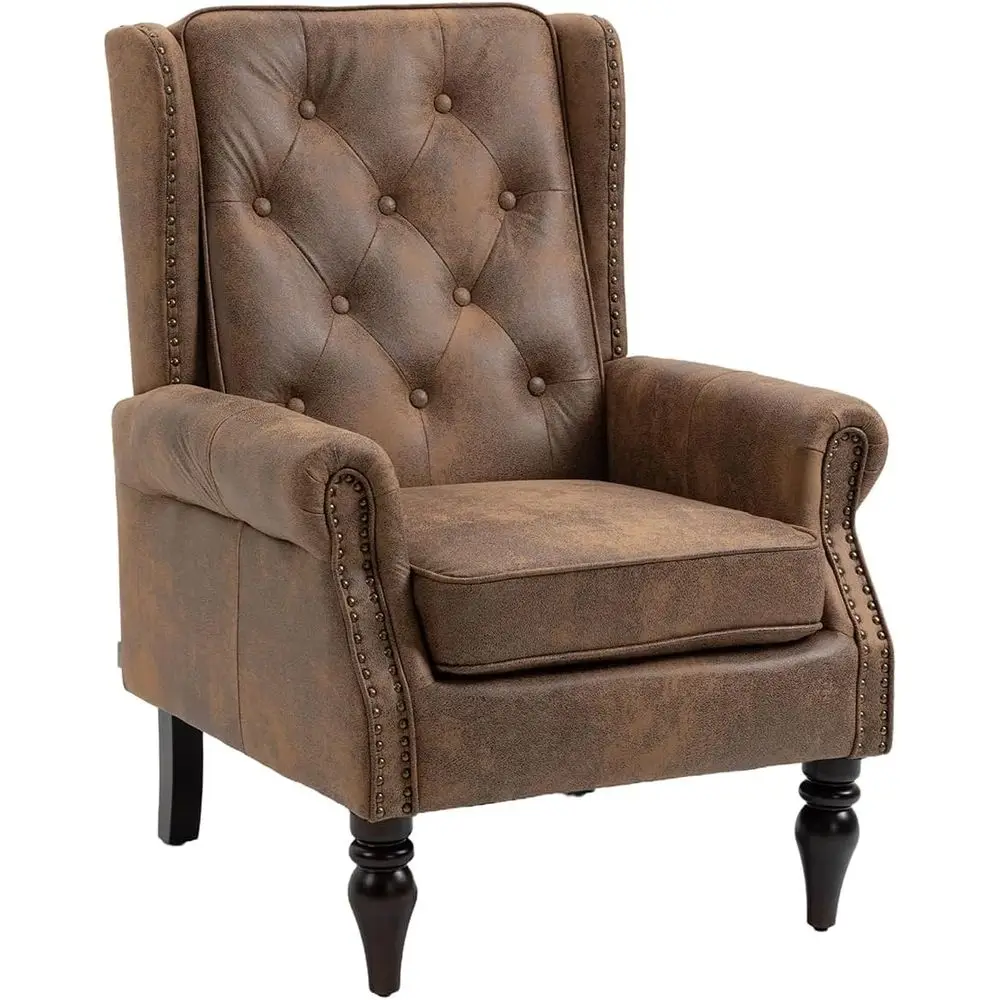-Century High Wingback Chair, Microiber Accent Chair Armchair with Buttons,ern Living Room Chairs with Rivet Decoration,Leisure