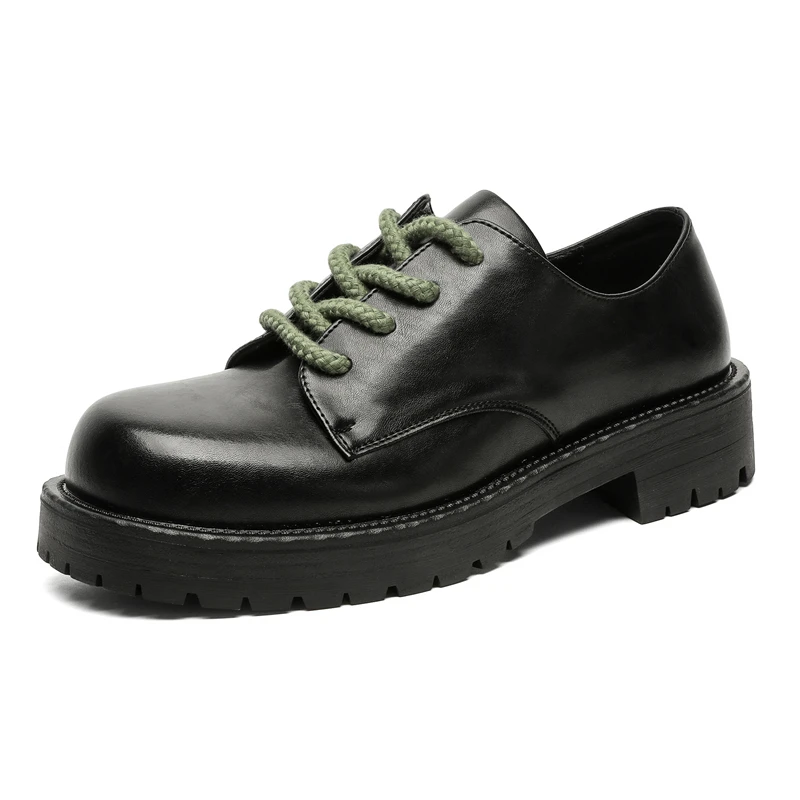 Men's Thick Soled Leather Shoes Fashion Designer's New Style Trendy Outdoor Party Black Youth Quality Hot Selling Shoes New_voghion.com