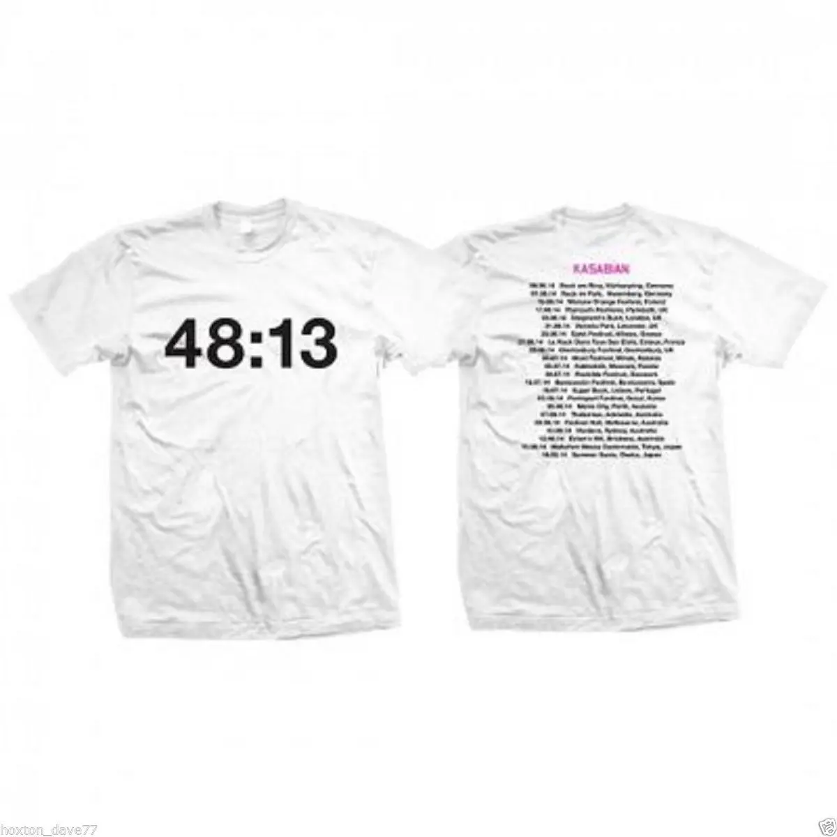 Camiseta original de la gira por el Reino Unido de KASABIAN 48:13, Britpop, SISSI, Electronic, INDIE. Últimas unidades! !