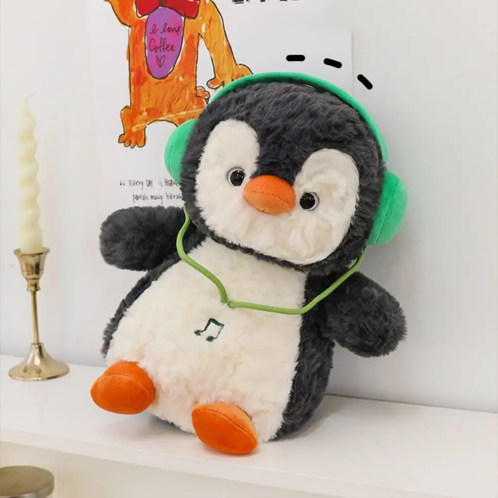 

PP Cotton Headphone Penguin Plush Toy Fluffy Interactive Penguin Doll Stuffed Animals Collection Handmade