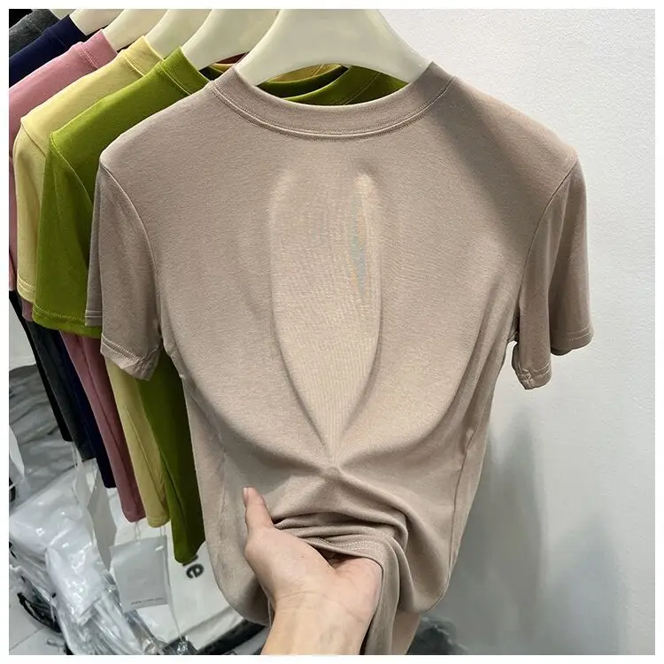

Summer Modal ort Sve T-irt Women's White Trendy round Ne Casual Comfortable Breathable Faionable Streetwear