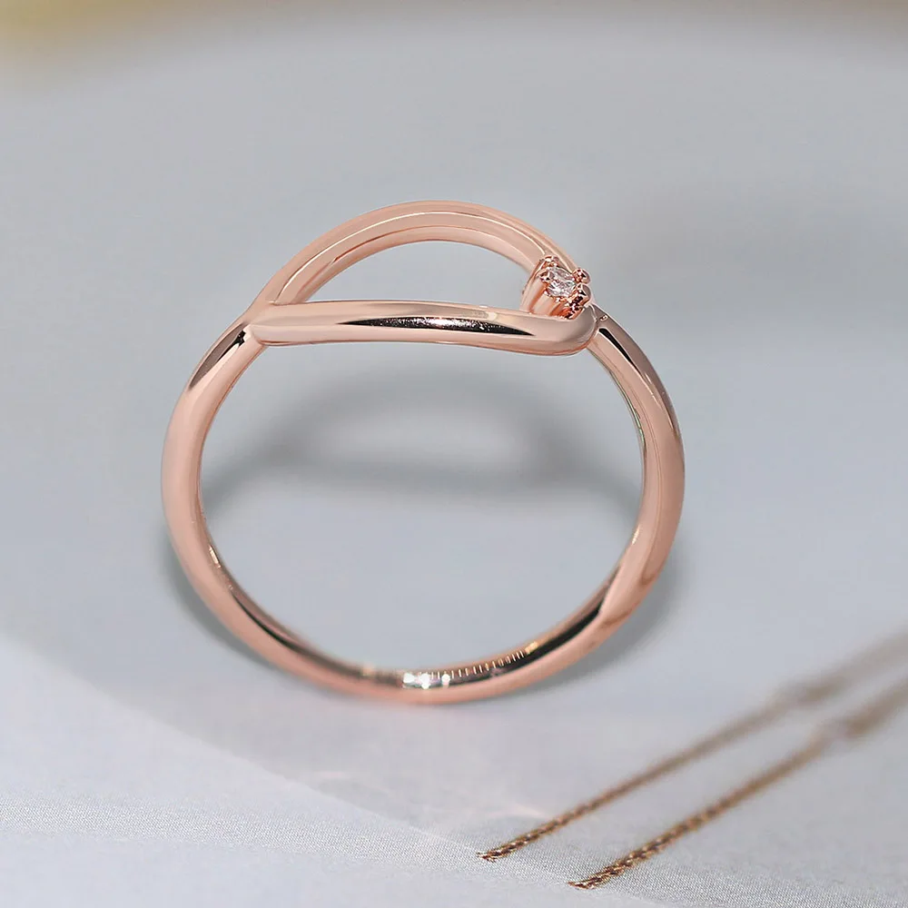 Hollow Out Circle Rings For Women Unusual Personality Rose Gold Color Zirconia All Size Dating Party Rings Fashion Jewelry R843