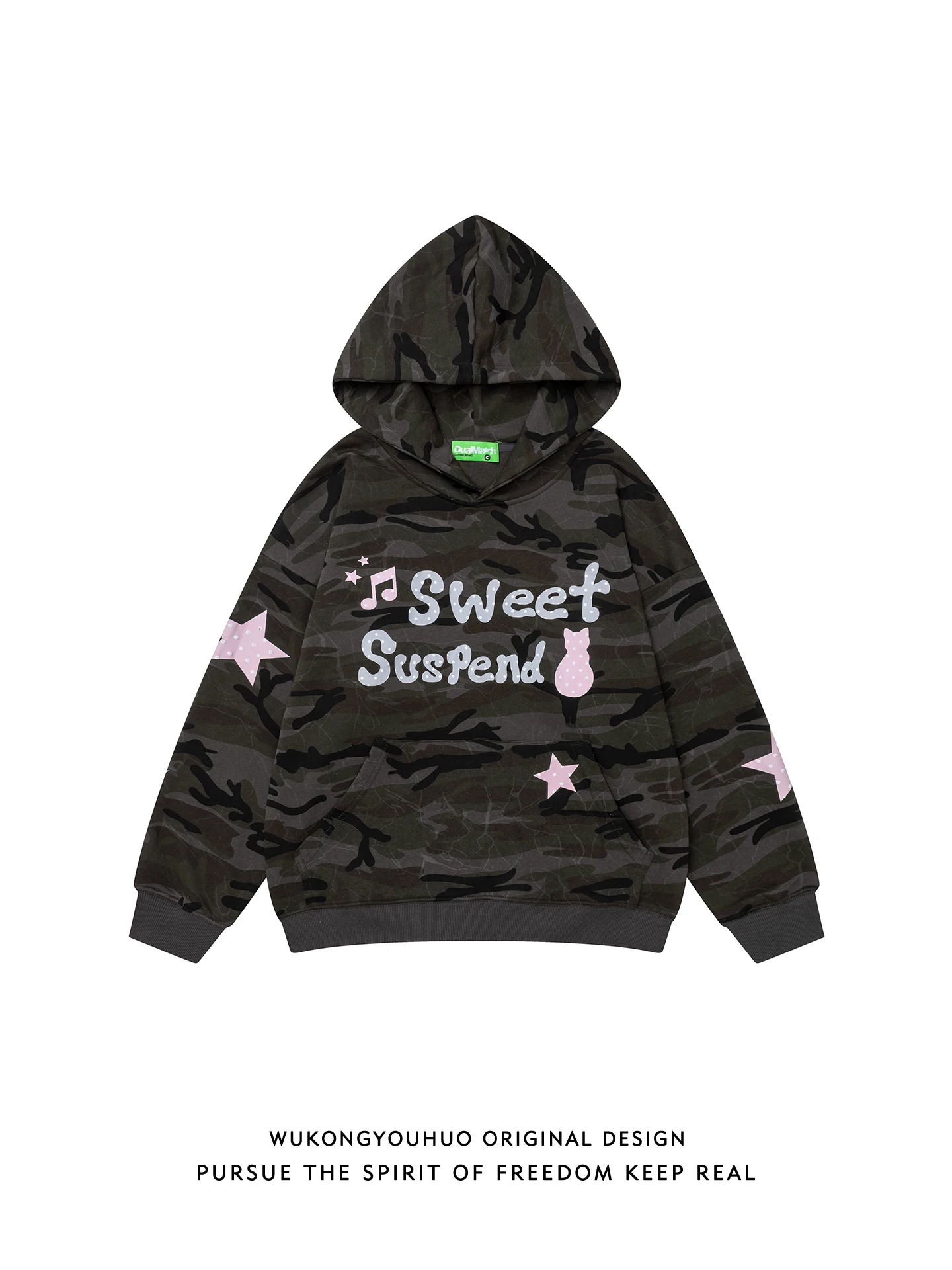 Moletom com Capuz Camuflado Retro Americano Unissex, Jaqueta Versátil e Solta para Homens e Mulheres