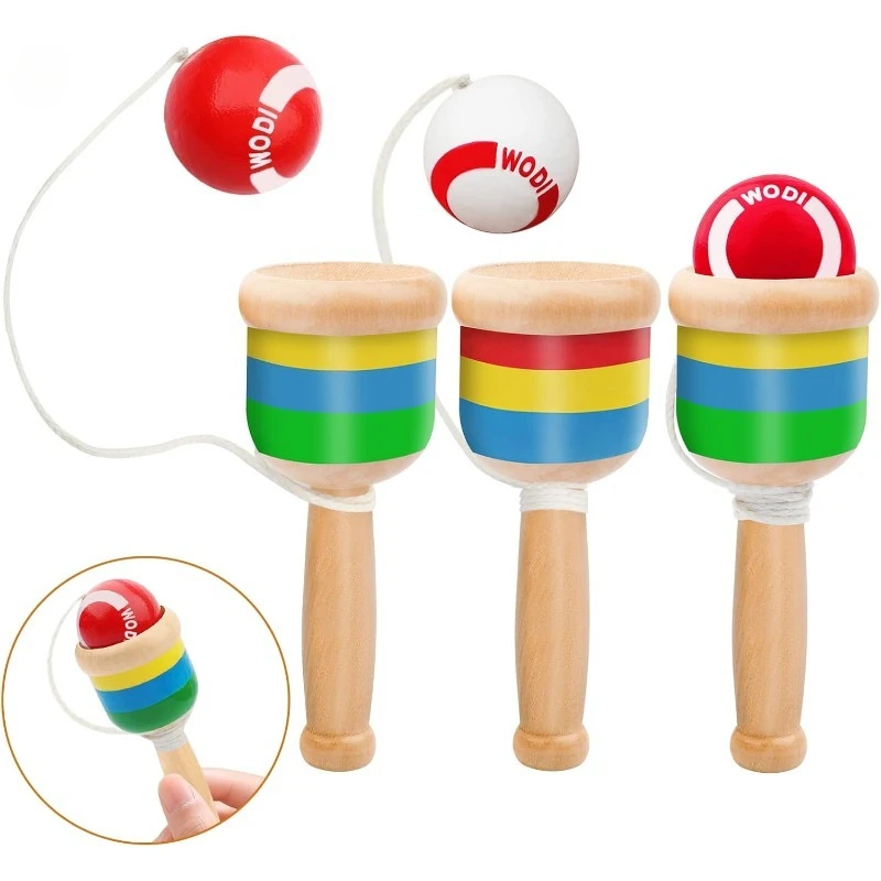 

1 комплект деревянной обучающей игрушки Монтессори, традиционная игра с чашками для координации рук и глаз и семейных развлечений