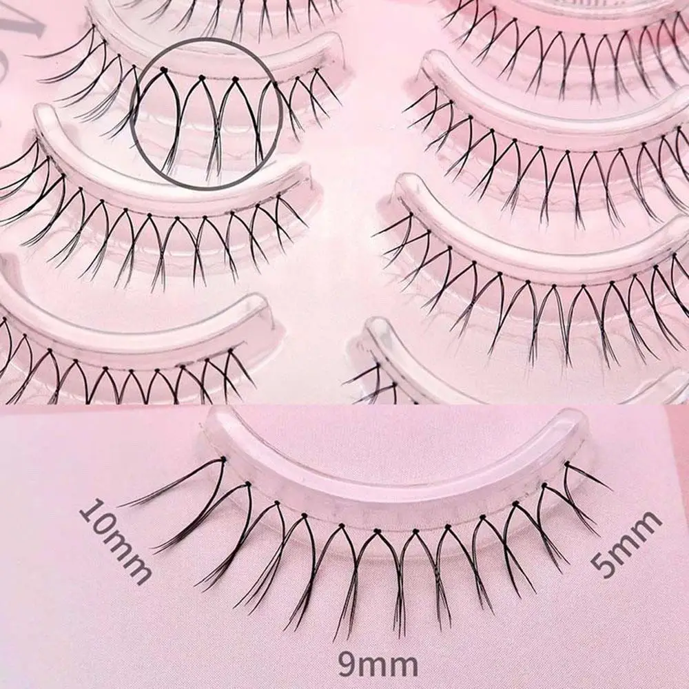 4 Pairs U-shaped Korean False Eyelashes 5-9mm Natural Long Wispy Eyelashes Transparent Stems Girl Group Eyelashes Reusable