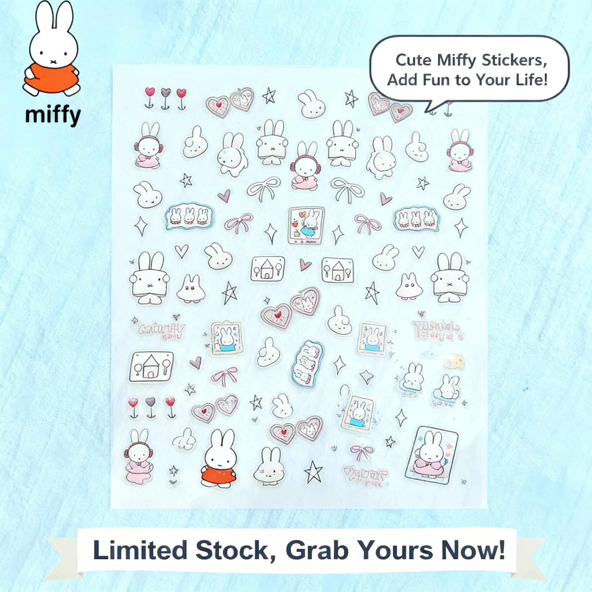 

Miffy 3D Cute Kawaii Glass Camera Nail Stickers Anime Printing Decoration Holiday Surprise Gift