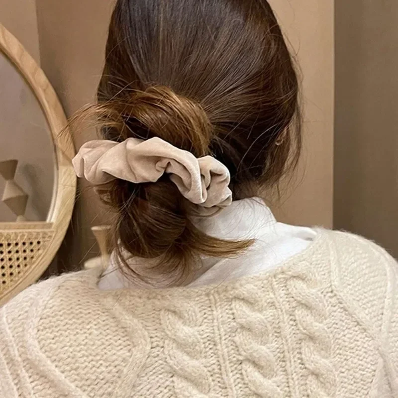 4 قطع النساء الشعر التعادل لينة أغطية الرأس كبيرة مطاطا المطاط الشعر حبل خمر المخملية Scrunchie فتاة ذيل حصان حامل إكسسوارات الشعر #5